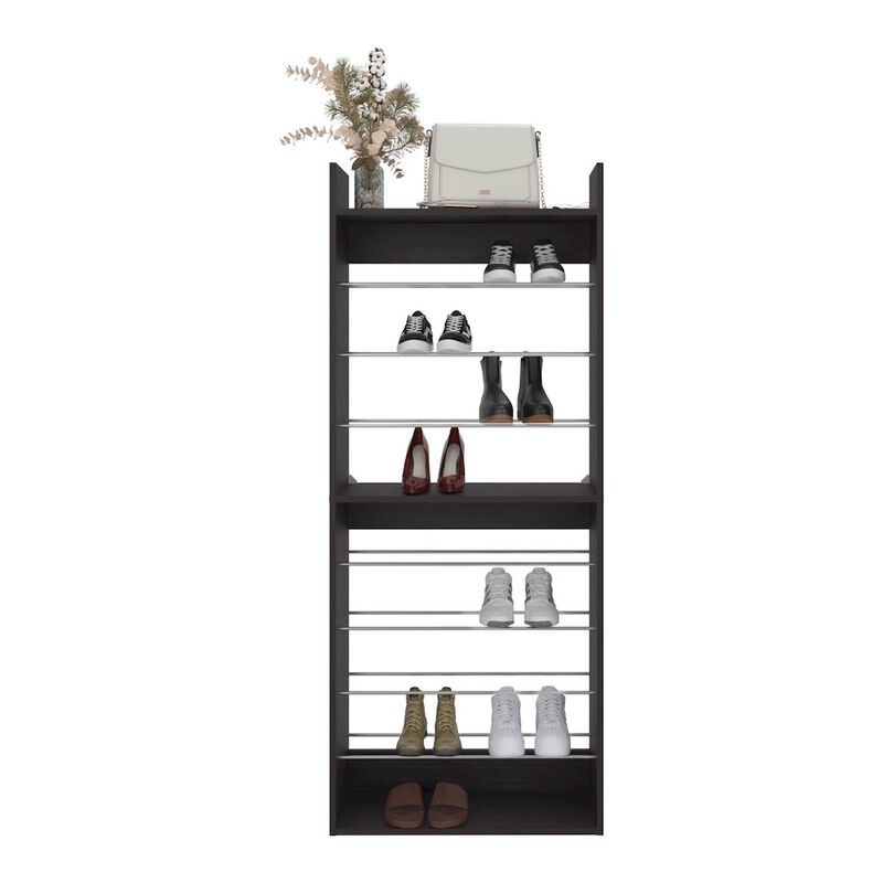Aline Shoe Rack, 10 Shelves, Black Wengue