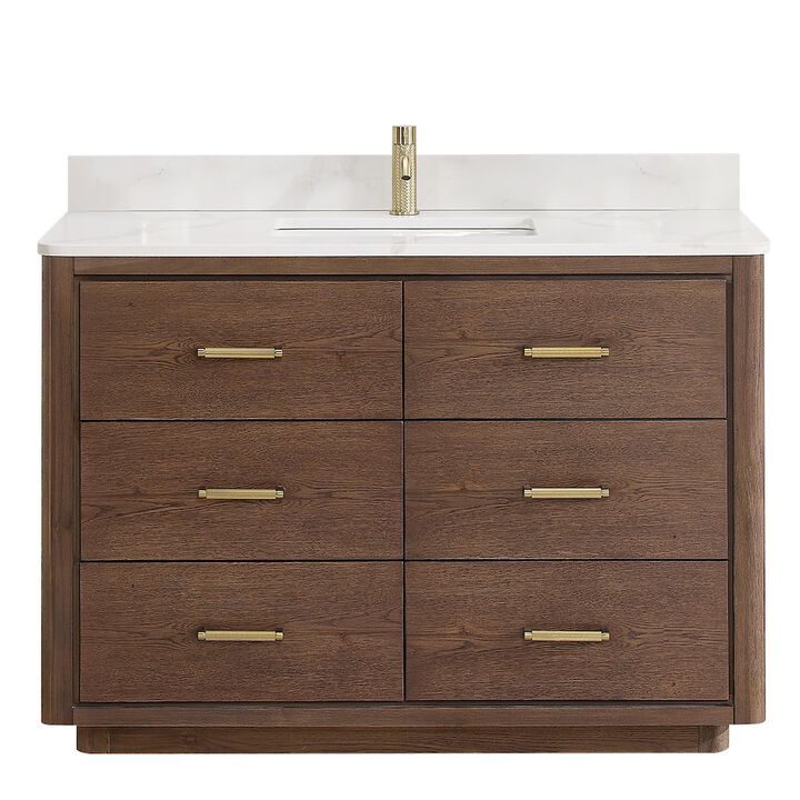 Vinnova Design Porto 48 Free-standing Single Bath Vanity in Aged Dark Brown Oak