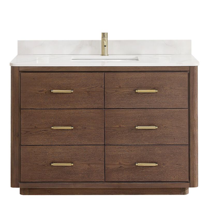 Vinnova Design Porto 48 Free-standing Single Bath Vanity in Aged Dark Brown Oak