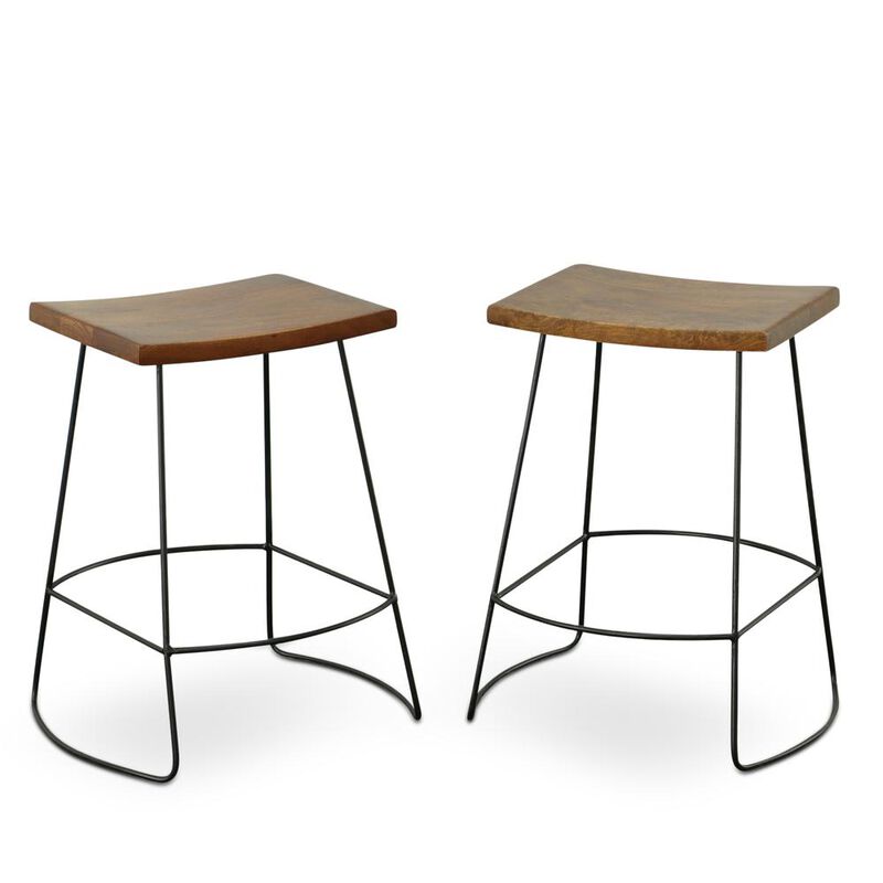Carolina Living Reece 25 Saddle Seat Counter Stool - Set of 2 - Chestnut/Black