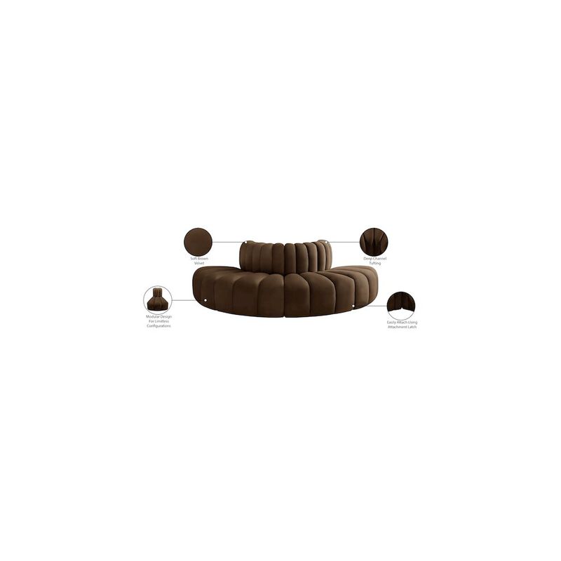 Meridian Furniture Arc Brown Velvet Modular Sofa