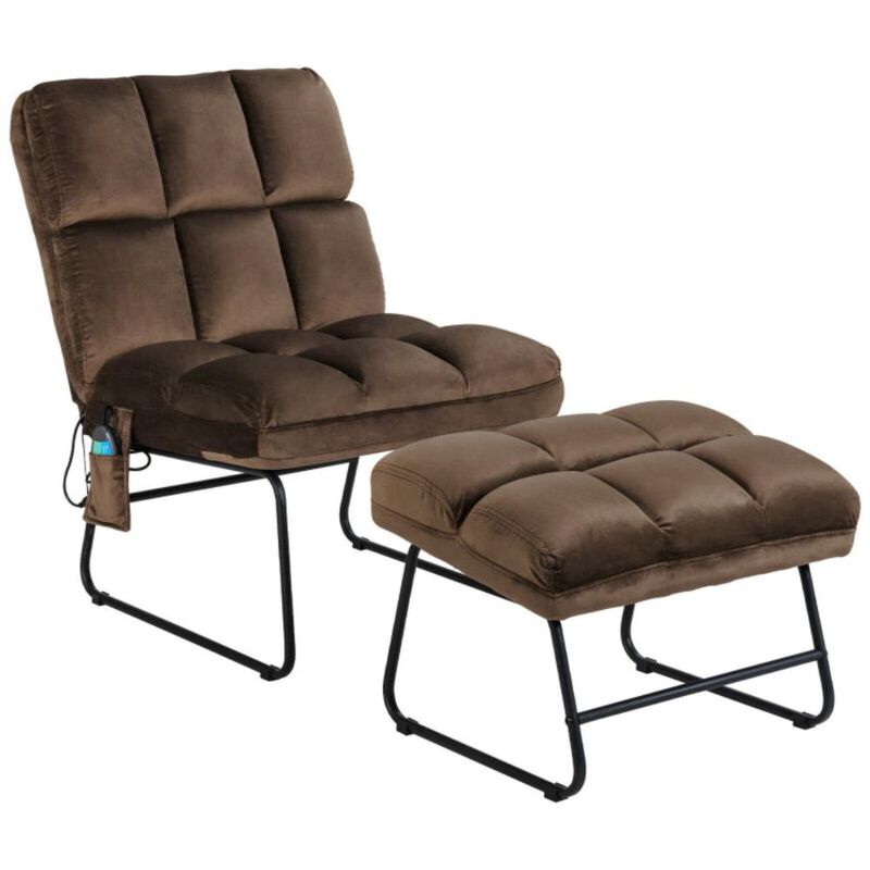Hivvago Velvet Massage Recliners with Ottoman Remote Control and Side Pocket