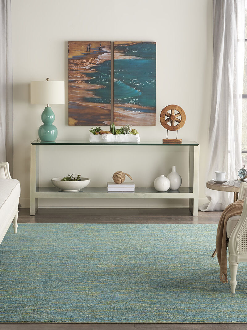 Nourison Essentials NRE01 Blue/Green 7' x 10' Rug image number 9
