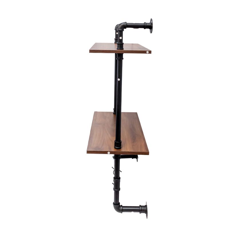 Clihome Industrial Pipe 36in Shelf, 3 Tier and 2 Tier Wood Wall Mounted Display Shelves image number 4