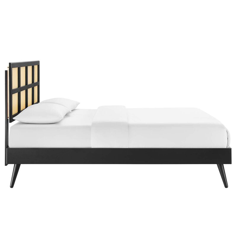 Modway - Sidney Cane and Wood King Platform Bed with Splayed Legs image number 3
