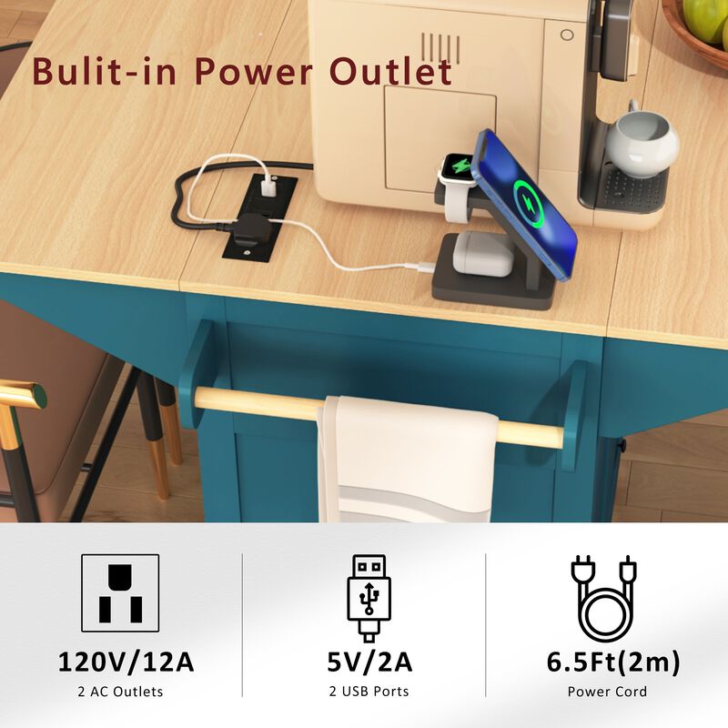 Merax Rolling Kitchen Cart with 2 Drop Leaf