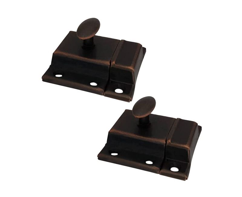 QCAA Oval Turn Cabinet Latch, for Cupboard & Other Furniture, Large, Antique Copper, Made in Taiwan, 2 Pack