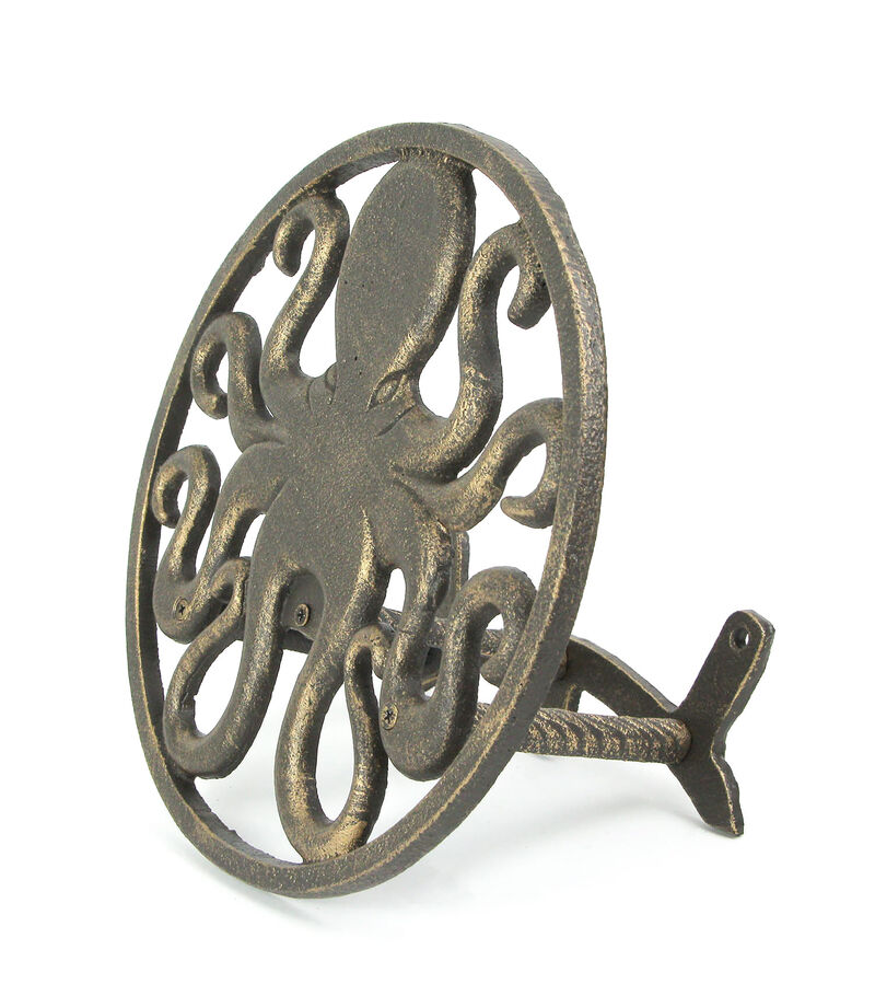 Cast Iron Octopus Wall Mounted Hanging Garden Hose Holder Bronze Finish image number 2