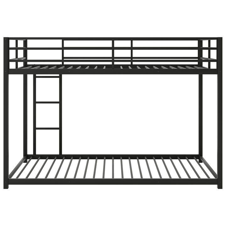 Whisen Twin over Twin Metal Bunk Bed, Low Bunk Bed with Ladder