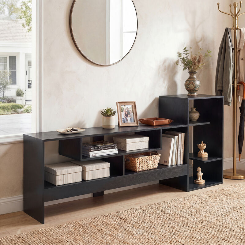 Modern TV Stand with Cube Storage Shelves and Charging Power Outlets image number 5