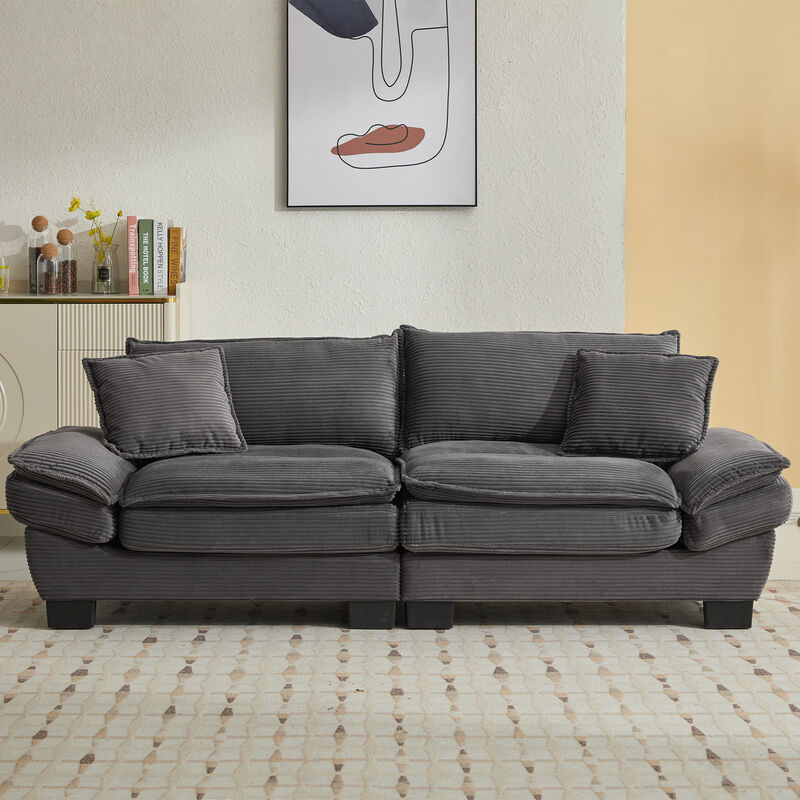 Merax Corduroy Sofa Loveseat Sofa with Pillows