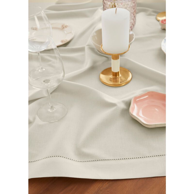 Solino Home Cotton Linen Hemstitch Tablecloth &ndash; Handcrafted, Machine Washable, Perfect for Holiday and Everyday Dining
