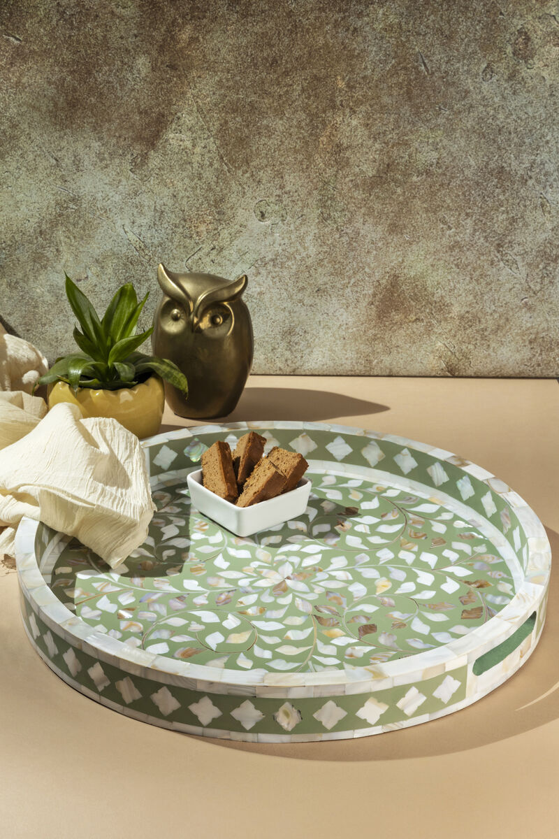 Jodhpur Mother of Pearl Decorative Tray - 18"