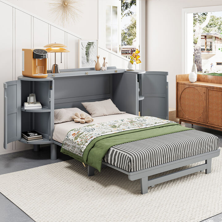 Merax Modern Woven Design Murphy Bed with Hidden Storage