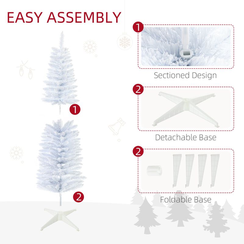 5 ft Snow Flocked Artificial Pencil Christmas Tree