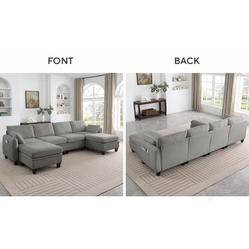 Degvex Chenille Modular U‑Shaped Sectional Sofa image number 7