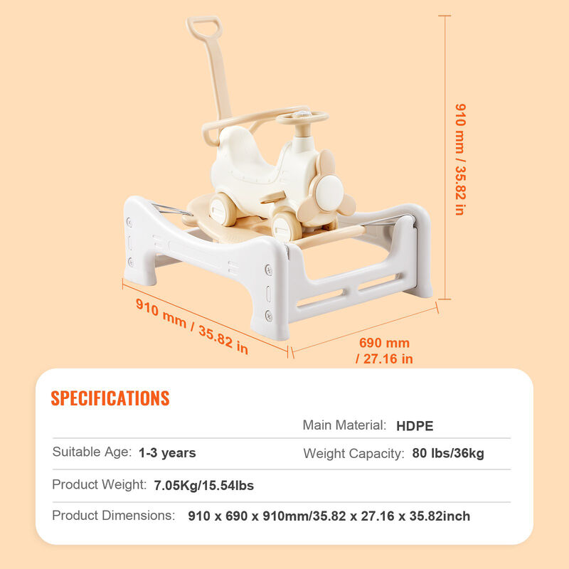 5-in-1 Toddler Ride-On Rocking Horse – Converts to Trampoline, Slide, Basketball Hoop & Swivel Toy for Ages 1–3