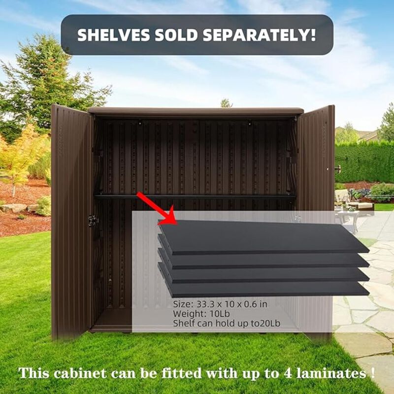 Storage Cabinet Waterproof with 1 Shelf, 60-Gallon Indoor & Outdoor Resin Deck Box