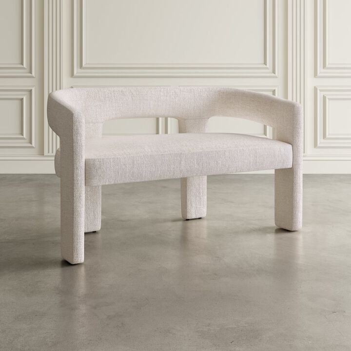 Jofran Gwen Modern Luxury Jacquard Fabric Upholstered Sculpture Bench