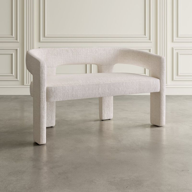 Jofran Gwen Modern Luxury Jacquard Fabric Upholstered Sculpture Bench