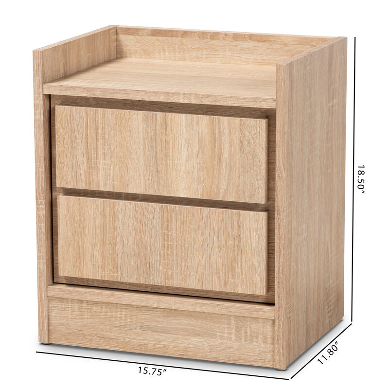 Baxton Studio Hale Modern and Contemporary Oak Finished Wood 1 Door Nightstand