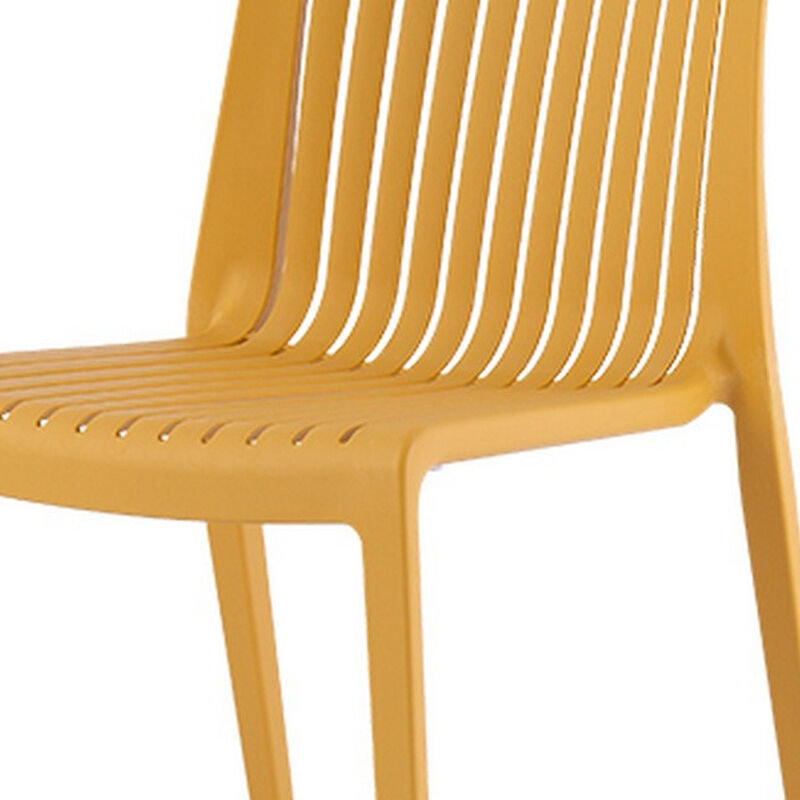 HomeRoots Set of Two Gold Heavy Duty Plastic Outdoor Stacking Accent Chairs image number 2