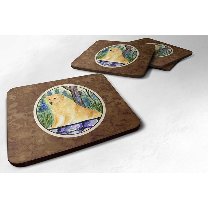 Caroline's Treasures SS8111FC Golden Retriever Foam Coasters (Set of 4), 3.5 H x 3.5 W, Multicolor