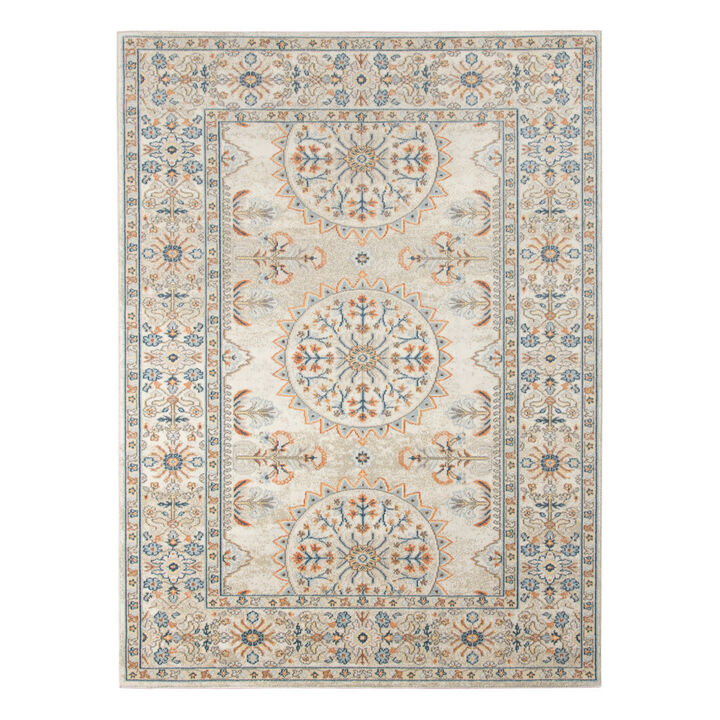 HomeRoots Medallion Stain Resistant Indoor Outdoor Area Rug