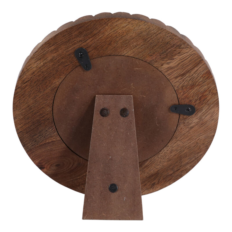4x4" Ribbed Wood Round Photo Frame, Natural image number 3