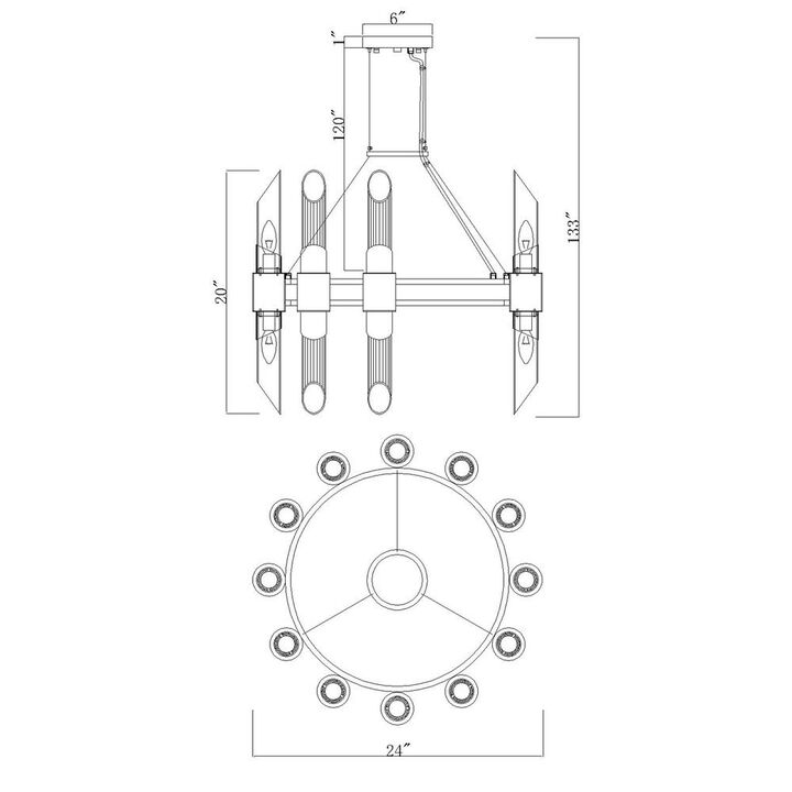 CWI Lighting Croissant 24 Light Chandelier With Satin Gold Finish