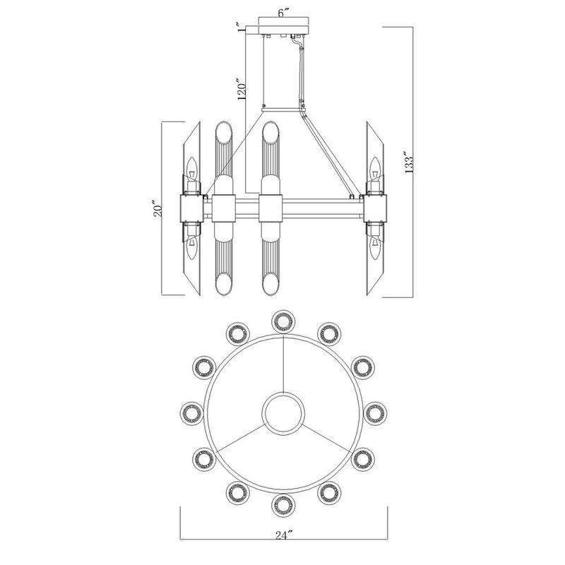 CWI Lighting Croissant 24 Light Chandelier With Satin Gold Finish