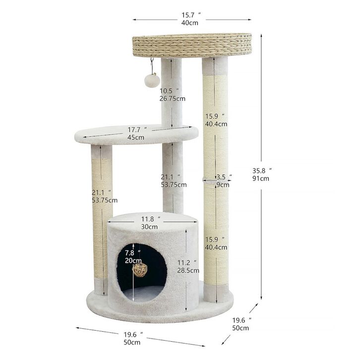 Petpals 4-Level Cat Tower Winnipeg Medium Sustainable Cat Tree, 36"H