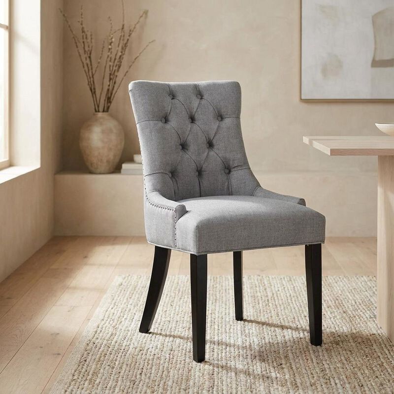 Tufted Upholstered Fabric Dining Chair for Kitchen and Dining Room, Beige image number 4