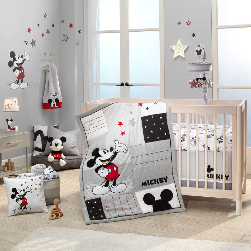 Lambs & Ivy Magical Mickey Mouse Cotton Fitted Crib Sheet - White, Disney