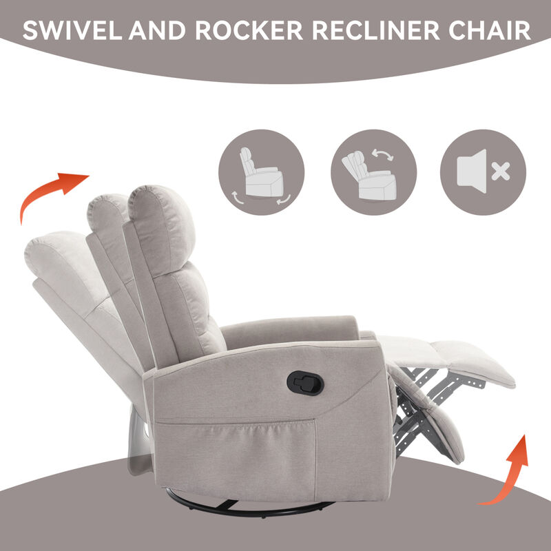 GOODSILO Manual Recliner Chair with Swivel and Rocking Function for Comfortable Living Room Seating image number 5