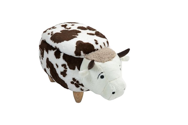 White and Brown Cow Animal Storage Ottoman