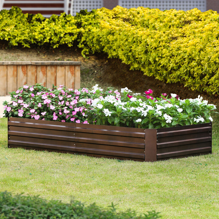 LuxenHome Brown Metal Rectangular 6x3ft Raised Garden Bed Planter