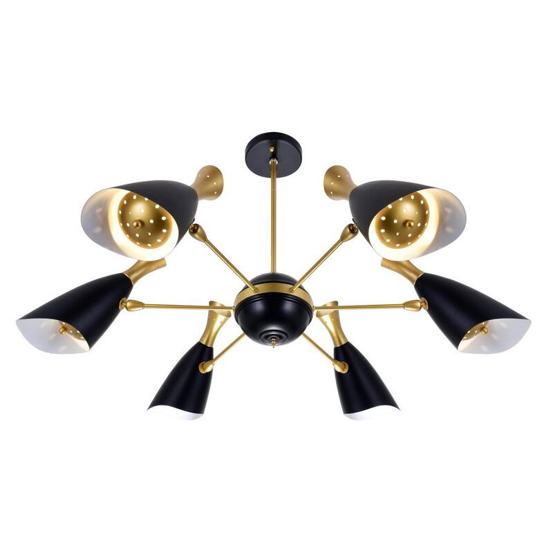 Rolin 12 Light Down Chandelier With Matte Black & Satin Gold Finish