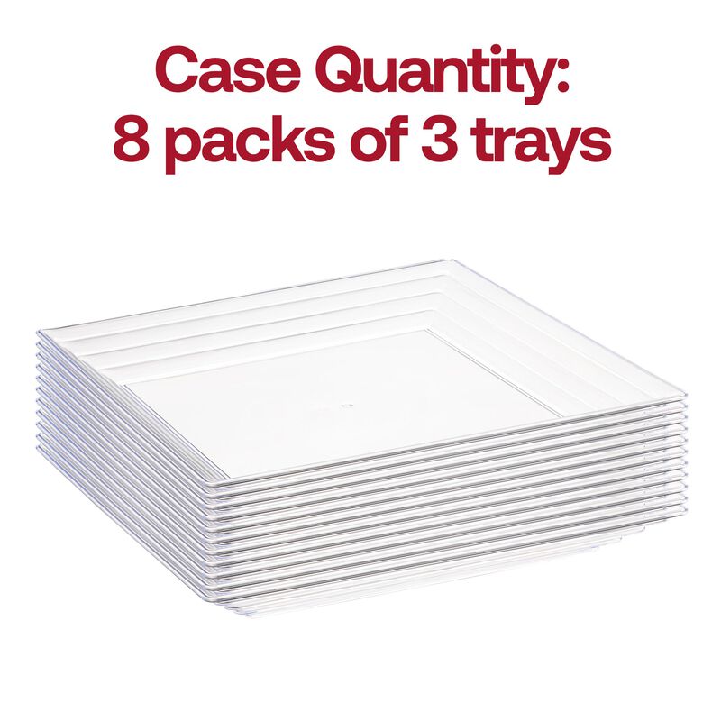 12" x 12" Clear Square with Groove Rim Plastic Serving Trays (24 Trays) image number 4