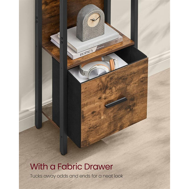 Bookcase with 5 Shelves and Drawer – Vertical Storage Rack for Books, Files, and Decorative Items