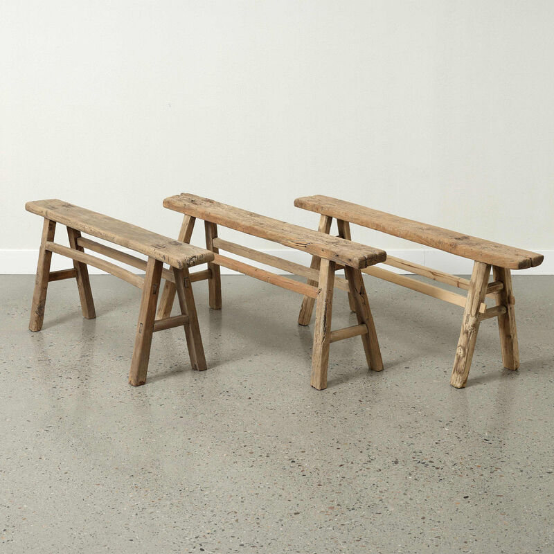 Vintage Solid Entryway Bench in Weathered Natural image number 6
