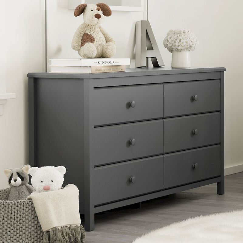 Storkcraft Alpine 6 Drawer Double Dresser (Gray) – GREENGUARD Gold Certified