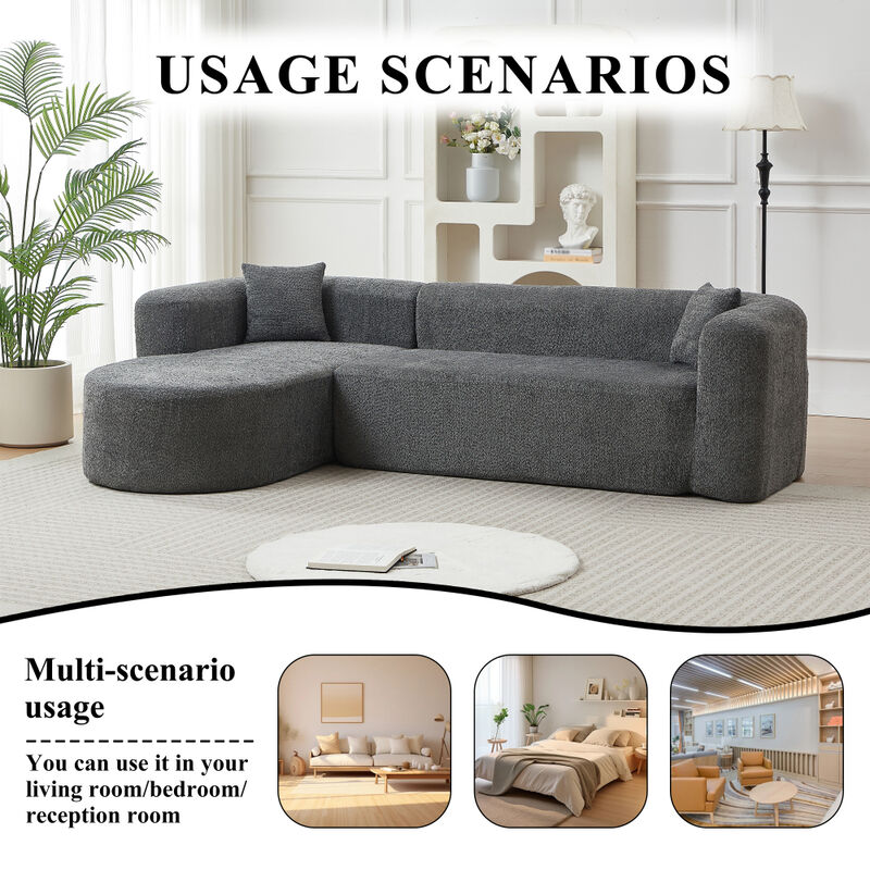 Rorvko Curved Chenille Sectional Sofa image number 2