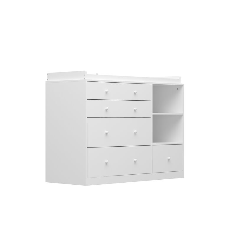 5-Drawers White Wood Chest of Drawers Dresser Vanity Table Storage Cabinet with Shelf 36.1 in. H x 47.2 W x 19.5 D