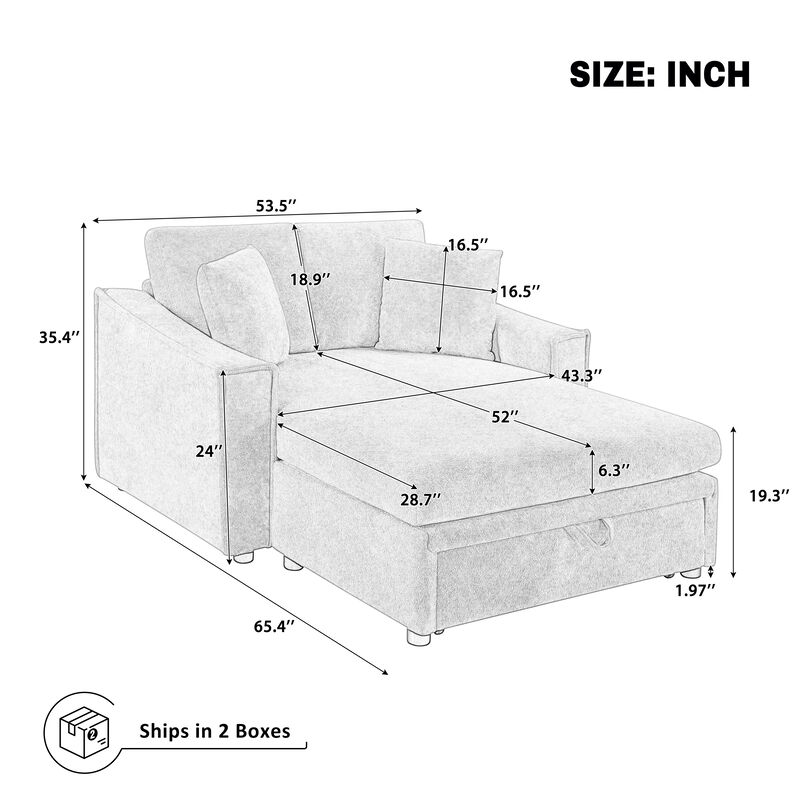 Merax Velvet Oversized Chaise Sofa with Curved Stitched Armrest image number 6