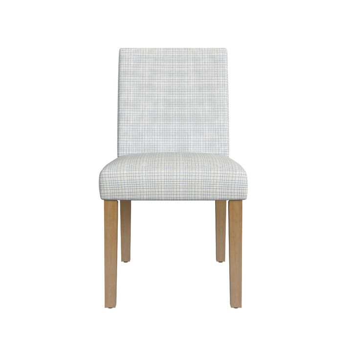 Kip Dining Chair, Honey Oak Wood, Cream Mini Grid Pattern Woven Fabric