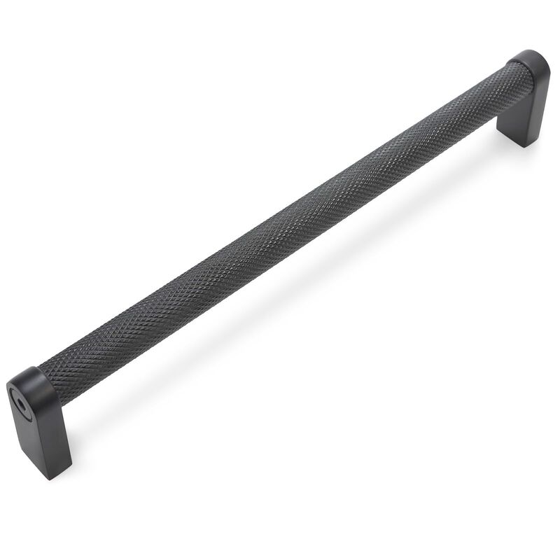 BUKOBYHE 10 Pack 6.3Inch(160mm) Matte Black Kitchen Cabinet Handles Knurled Cabinet Pulls Black Drawer Pulls Kitchen Hardware