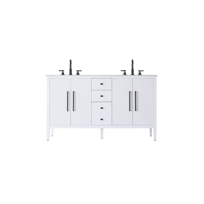 Elegant Kitchen and Bath 60 inch Double Bathroom Vanity in White