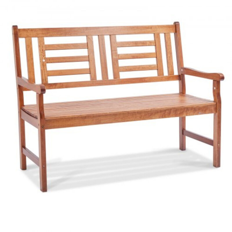 Wooden Outdoor Bench  &ndash; Garden Bench with Backrest and Armrests, Durable Park Bench for Patio, Lawn, or Entryway