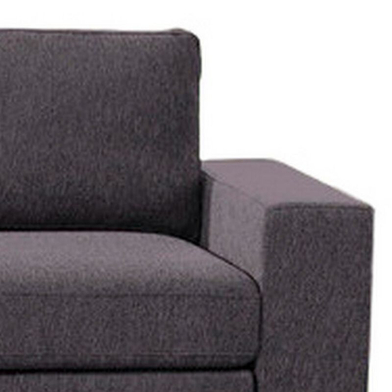 Brody 120 Inch Modern 4 Seater Sofa with Padded Cushions, Dark Gray Fabric-Benzara
